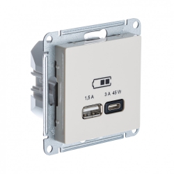Розетка USB для быстрой зарядки Тип А С Бежевая Атлас Дизайн Шнайдер Электрик (Систем Электрик) ATN000229
