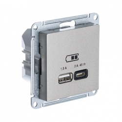 Розетка USB для быстрой зарядки Тип А С Шампань Атлас Дизайн Шнайдер Электрик (Систем Электрик) ATN000529