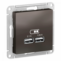 ATN000633 Розетка USB для зарядки двойная 2,1А/1,05А Мокко - Atlas Design Schneider Electric
