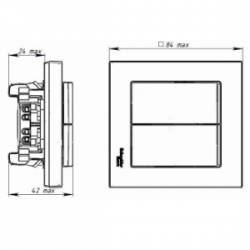 System Electric (Schneider Electric) Выключатель двухклавишный в сборе с рамкой Аквамарин Atlas Design ATN001152