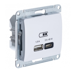 Розетка USB для быстрой зарядки Тип А С Белая Glossa Schneider Electric GSL000129