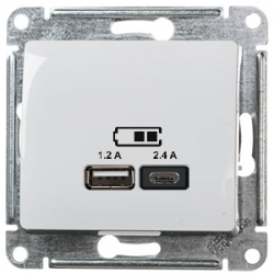 GSL000139 Розетка USB Тип А + Тип С Белая - Glossa Schneider Electric