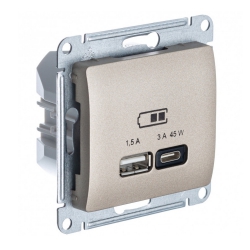 Розетка USB для быстрой зарядки Тип А С Титан Glossa Schneider Electric GSL000429