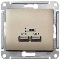 GSL000433 Розетка USB двойная Титан - Glossa Schneider Electric