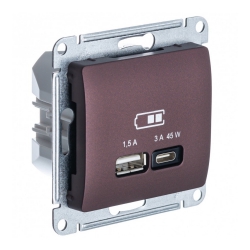 Розетка USB для быстрой зарядки Тип А С Баклажановая Glossa Schneider Electric GSL001129
