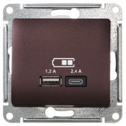 GSL001139 Розетка USB Тип А + Тип С Баклажановая - Glossa Schneider Electric