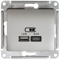 GSL001239 Розетка USB Тип А + Тип С Платина - Glossa Schneider Electric