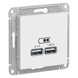 ATN000133 Розетка USB для зарядки двойная 2,1А/1,05А Белая - Atlas Design Schneider Electric