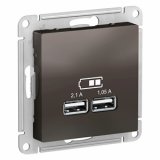 Розетка USB для зарядки двойная 2,1А 1,05А Мокко SE Atlas Design
