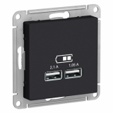 Розетка USB для зарядки двойная 2,1А 1,05А Карбон SE Atlas Design