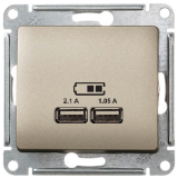 Розетка USB двойная 2,1А 1,05А Титан SE Glossa 