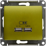 Розетка USB двойная 2,1А 1,05А Фисташковая SE Glossa 