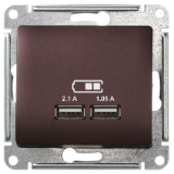 Розетка USB двойная 2,1А 1,05А Баклажановая SE Glossa 