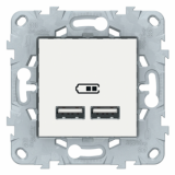 Розетка USB для зарядки 2,1 А Белая Unica New - Schneider Electric