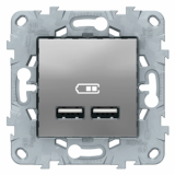 Розетка USB для зарядки 2,1 А Алюминий Unica New - Schneider Electric